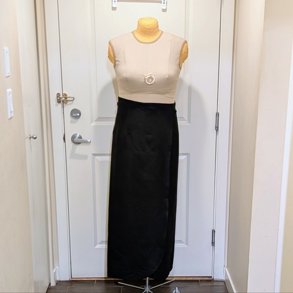 NWOT Beckwoman M Black 100% Cotton Fully Lined Maxi Wrap Skirt